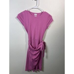 Aritzia Wilfred Pink Lune Shortsleeve Wrap Dress XS Short Sleeve Mini